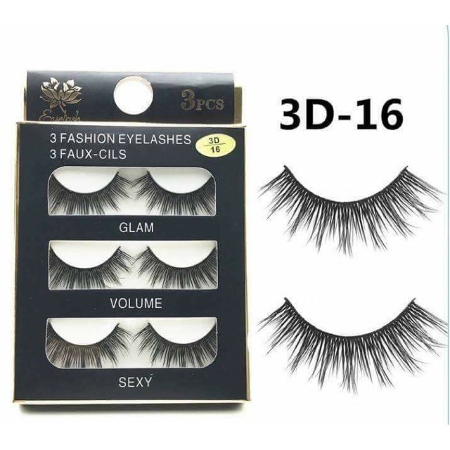 Hộp 3 Cặp Mi Giả Lông Chồn 3D 3PCS 3 Fashion Eyelashes 3 Faux-Cils