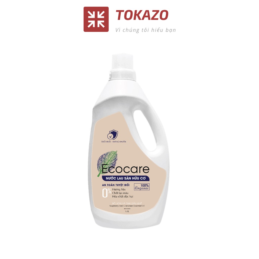 Nước lau sàn hữu cơ ECOCARE, 100% nguồn gốc thiên nhiên từ Bồ Hòn, hương liệu tạo mùi thơm lau sàn quế, sả chanh chai 1L