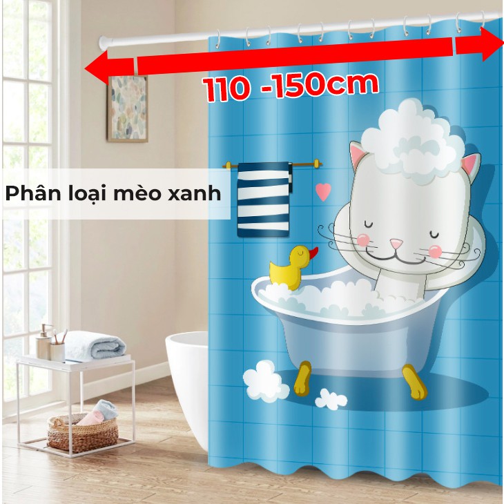 Bộ Rèm Và Thanh Treo nhà tắm không cần khoan tường chất liệu cao cấp chống nước tuyệt đối tiện lợi