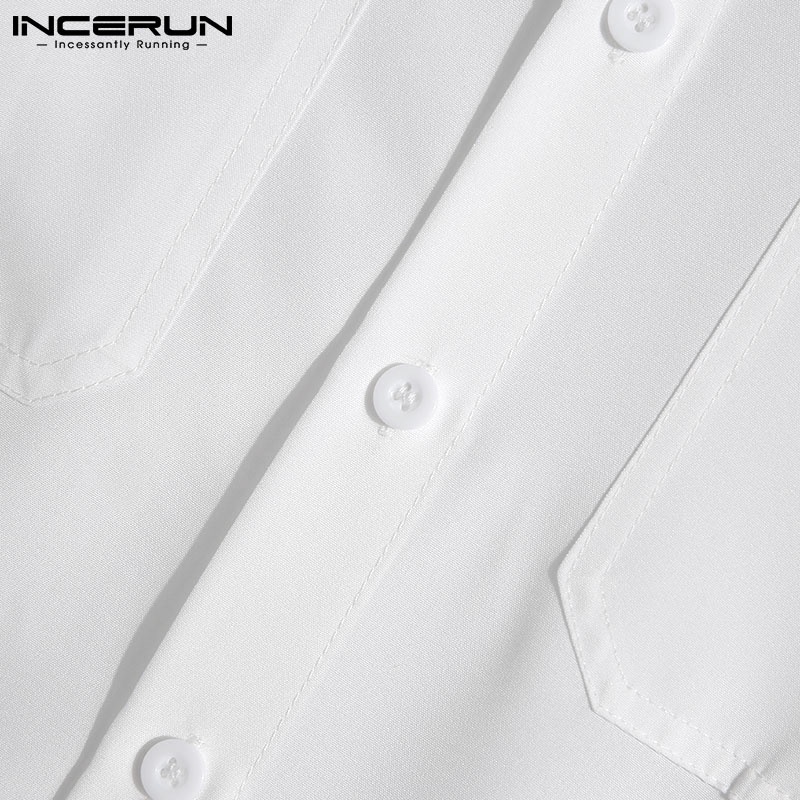 Áo sơ mi INCERUN tay dài phối lưới xuyên thấu thời trang sành điệu cho nam