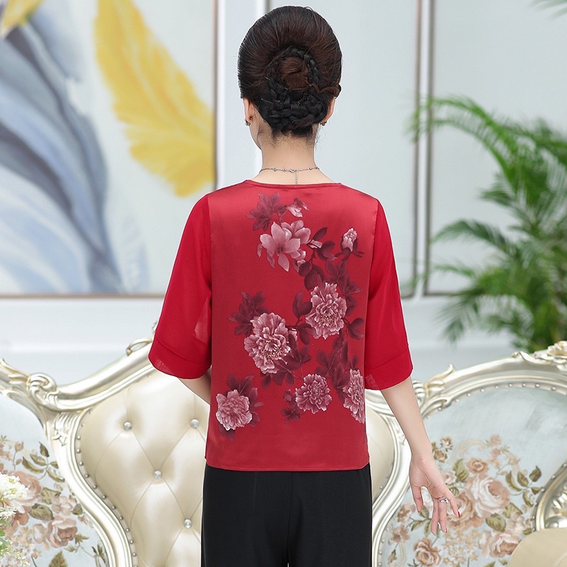 Áo lụa trung niên nữ nhẹ thoáng mát quà tặng ý nghĩa cho mẹ