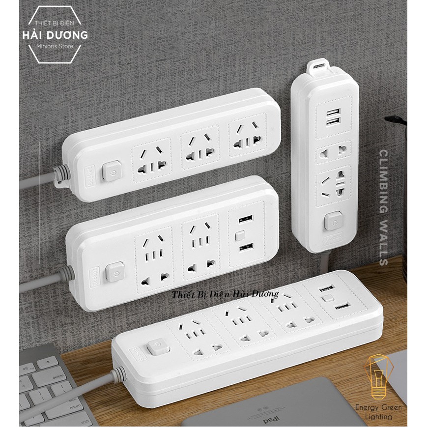 Ổ Cắm Điện Thông Minh Chuyển Đổi Đa Chức Năng OD-318 dây 2m8 - Có Đầu Cắm USB Chuẩn Sạc An Toàn Chống Giật