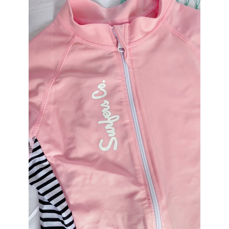 Bộ đồ bơi dài tay nữ 3 mảnh áo khoác sọc sườn quần đùi siêu đẹp | BigBuy360 - bigbuy360.vn