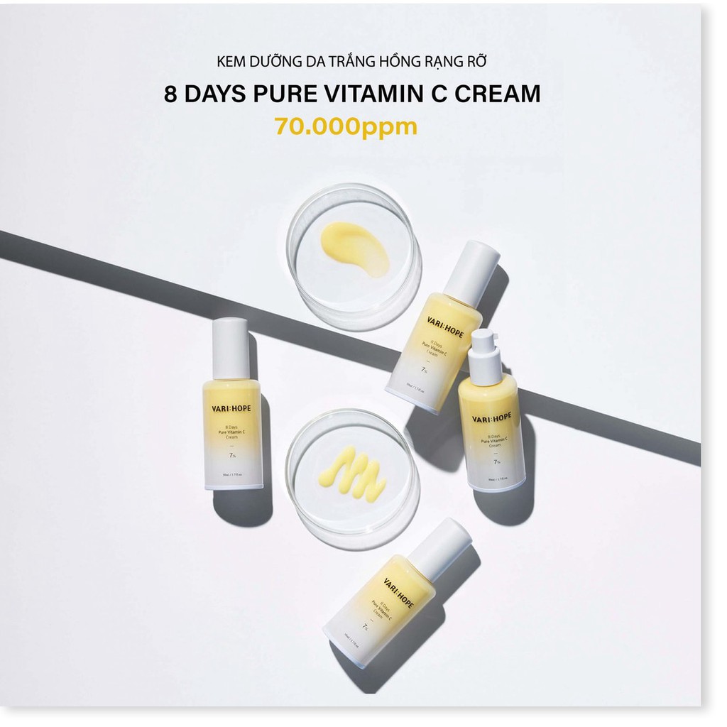 [Mã giảm giá mỹ phẩm chính hãng] Kem dưỡng giảm thâm dưỡng sáng Varihope 8 Days Pure Vitamin C Cream