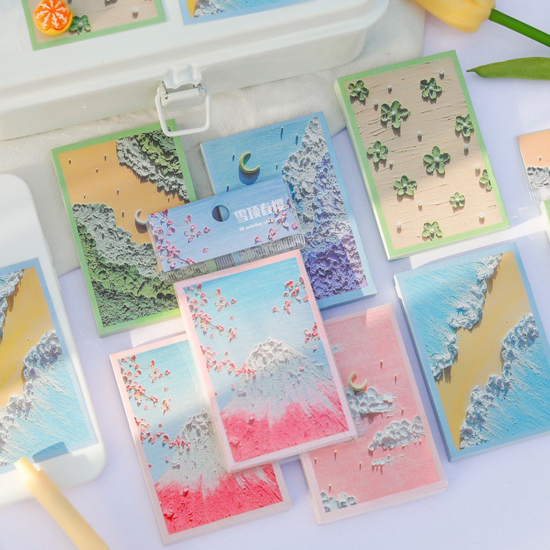 Giấy ghi chú  80 tờ HÌNH TRANH SƠN DẦU cực đẹp siêu xinh bullet journal