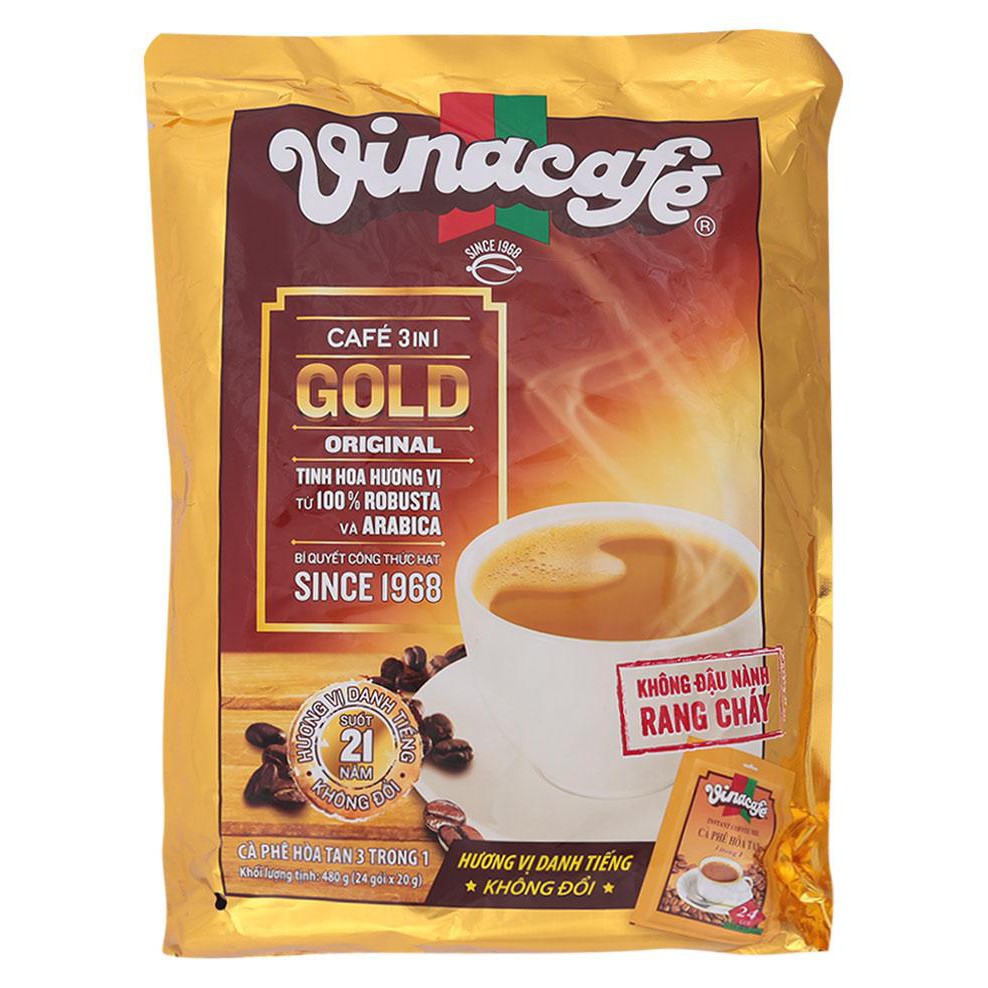 Cà Phê Sữa VinaCafe 3 in 1 Gold Gói 20g (Bịch 24 Gói)