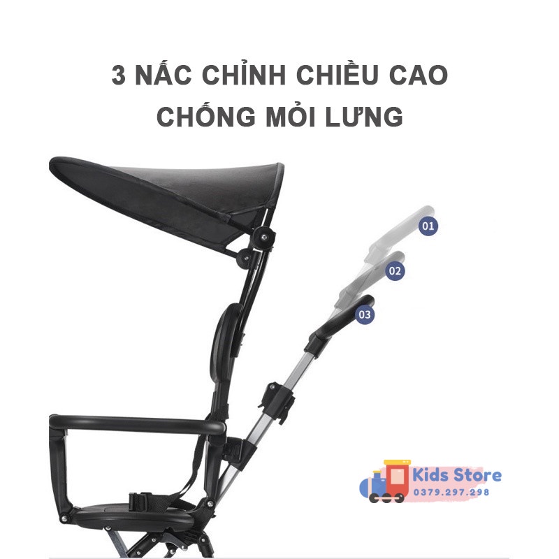 Xe Đẩy Gấp Gọn Siêu Nhẹ, Xe Đẩy Cho Bé Đảo 2 Chiều Tiện Lợi, Có Đệm Và Mái Che Dễ Dàng Đi Du Lịch