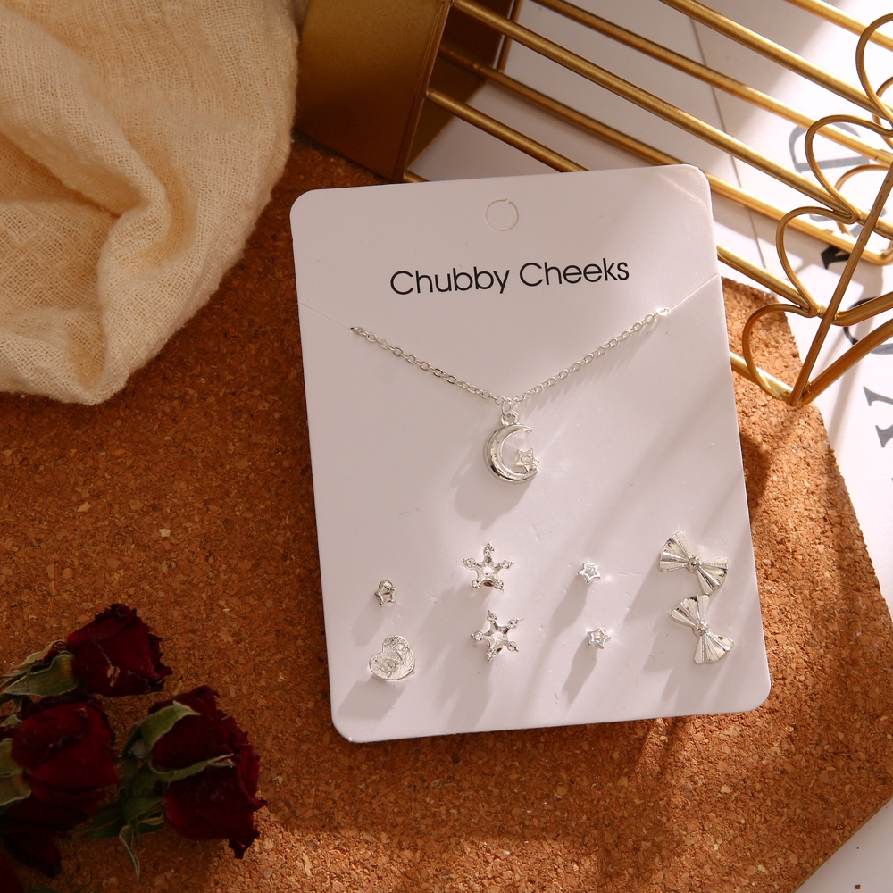 Set dây chuyền và hoa tai phong cách Hàn Quốc xinh xắn cho nữ