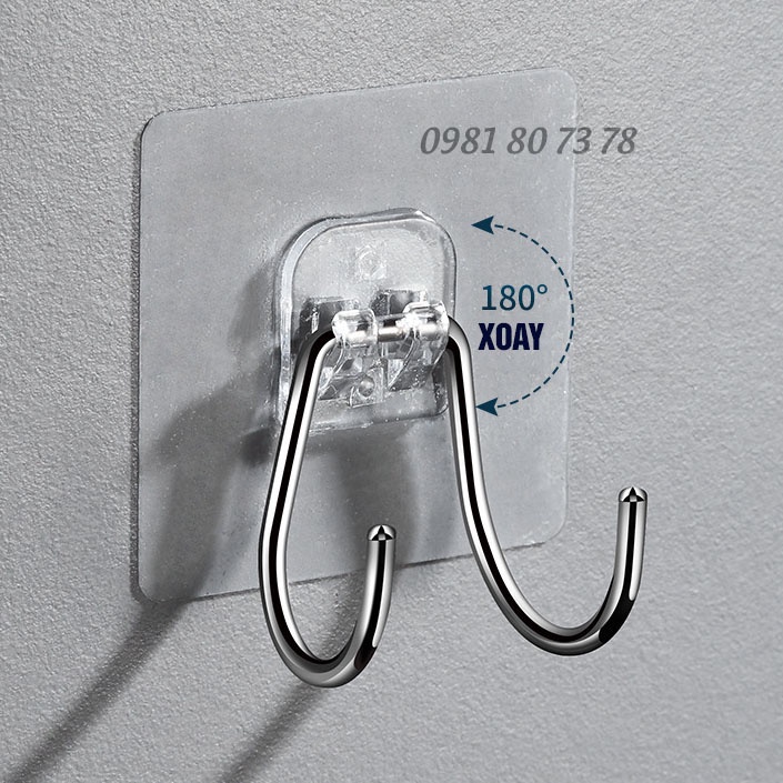 Móc inox dán tường 2 chân, Móc dán tường inox 304 siêu chắc không gỉ _Qdecor
