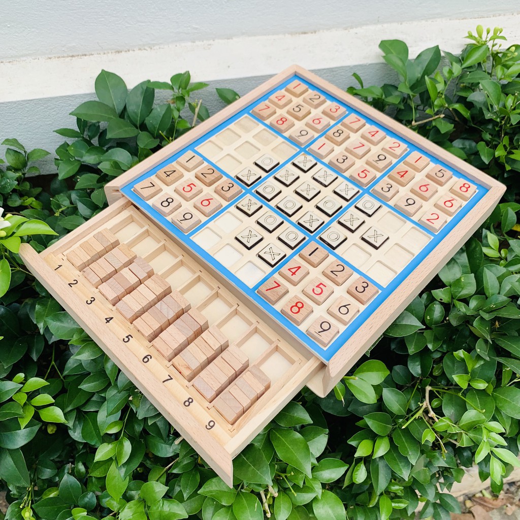 Sudoku 9x9 Bằng Gỗ Kết Hợp Trò Chơi Cờ Caro 2 Trong 1 Board Game Luyện Trí Tuệ Hay Nhất Mọi Thời Đại