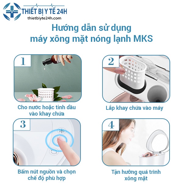 Máy Xông Mặt [Freeship] Máy Xông Hơi Mặt Nóng Lạnh MKS - Hỗ Trợ Làm Sạch Sâu Da Mặt, Căn Bằng PH, Thích Hợp Mọi Loại Da