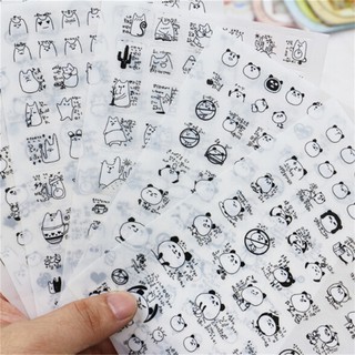 6Pcs Cute Panda Pvc Sticker Note Scrapbooking Diary Phone Decoration Label Toys