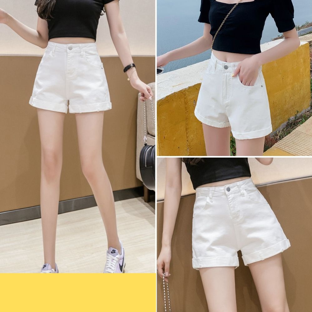 Quần đùi nữ, quần short nữ kaki basic hàn quốc màu đen size S M L SKUQ-09B kenshop198
