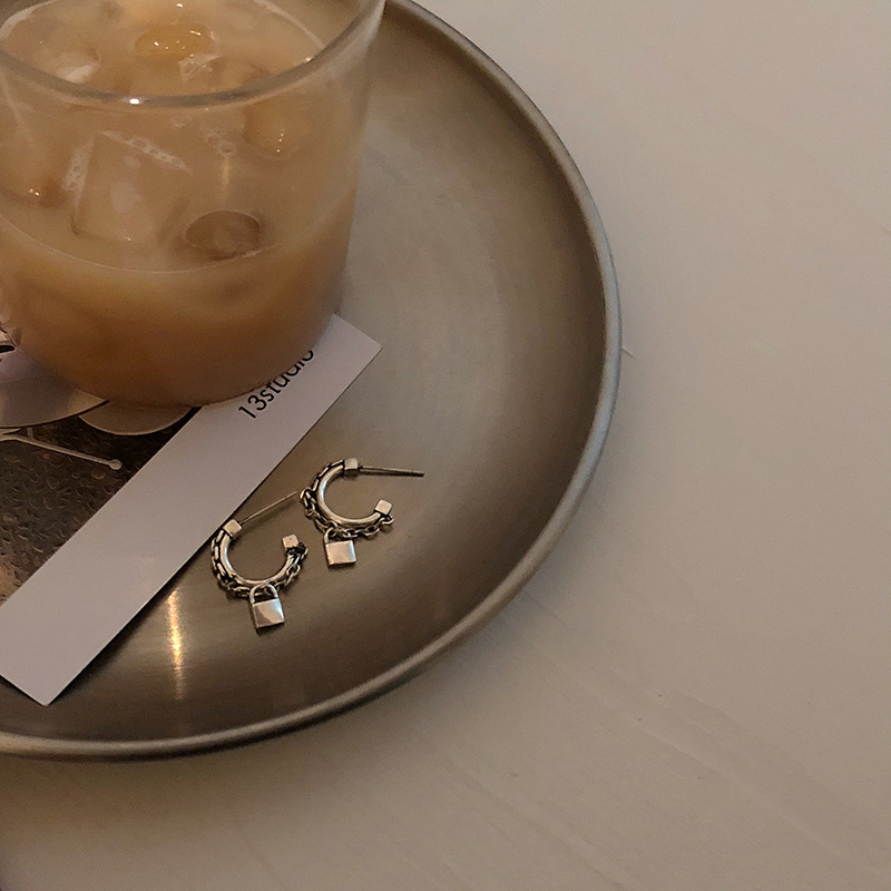 Khuyên tai hình ổ khóa phong cách Hàn Quốc thời trang cá nhân cao cấp 19751