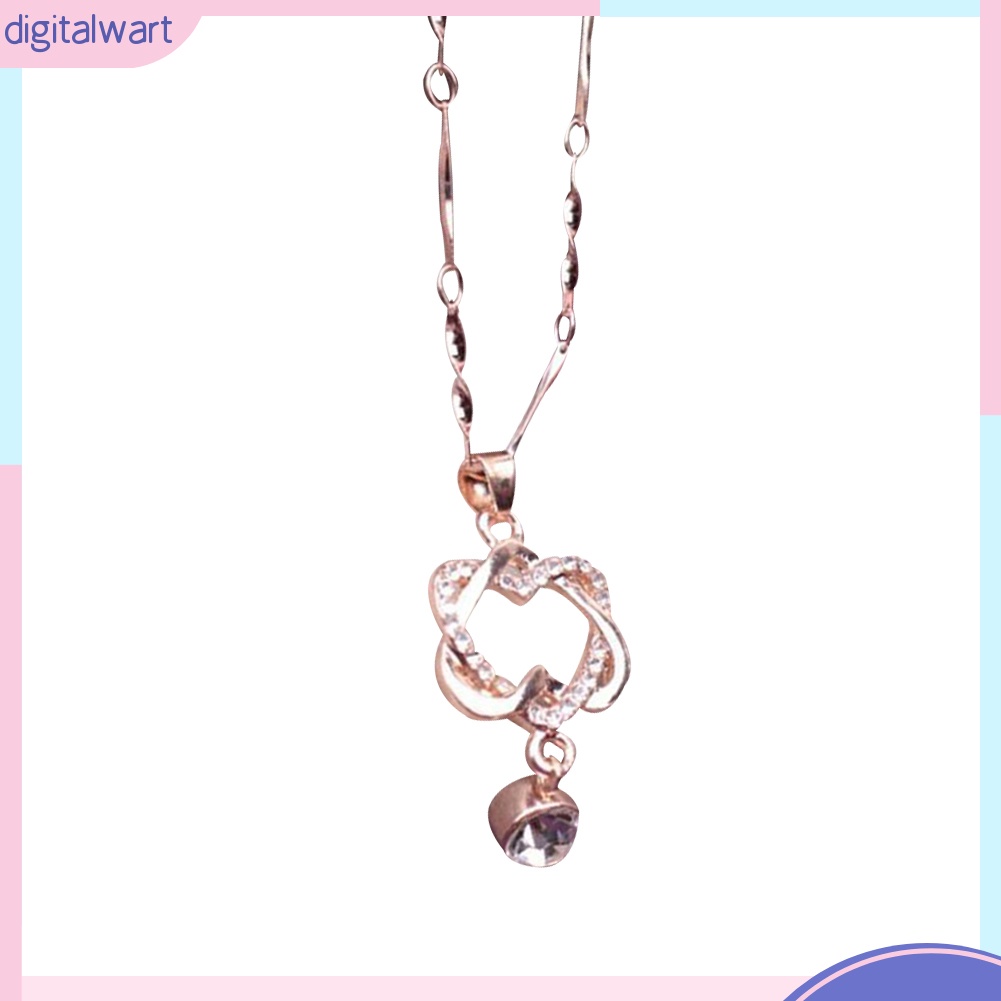 Dây Chuyền Mặt Trái Tim Đôi Đính Đá Quý Nhân Tạo Sang Trọng Cá Tính Cho Nữ