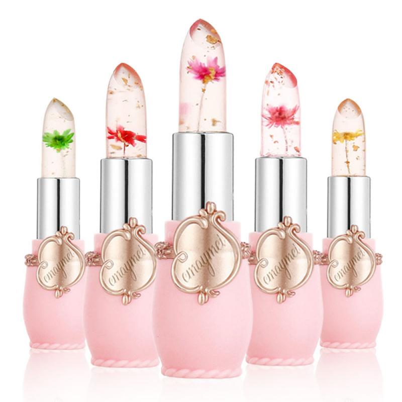 1Pc Crystal Jelly Lip Balm Son môi Nhiệt độ màu hoa Thay đổi màu son Son dưỡng bóng Son dưỡng ẩm lâu dài trong suốt