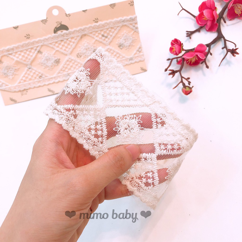 Băng đô bé gái - Mẫu ren trắng kiểu tiểu thư Mimo baby BD28