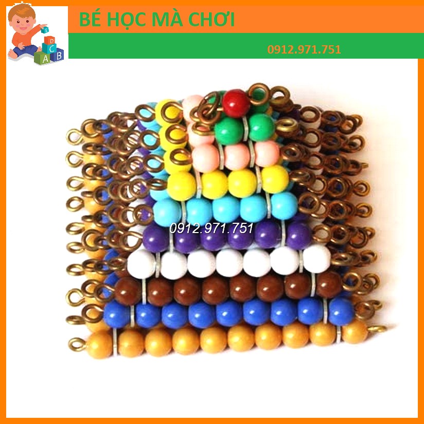 ( coloured bead squares ) TẤM HẠT CƯỜM MÀU TỪ 1 ĐẾN 10 Giáo cụ Montessori
