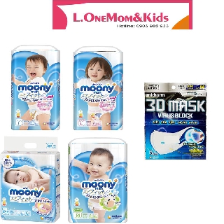 Bộ 2 gói tã moony dán/quần nb90/s84/m64/l54/xl44/m58/l44/xl38/xxl26