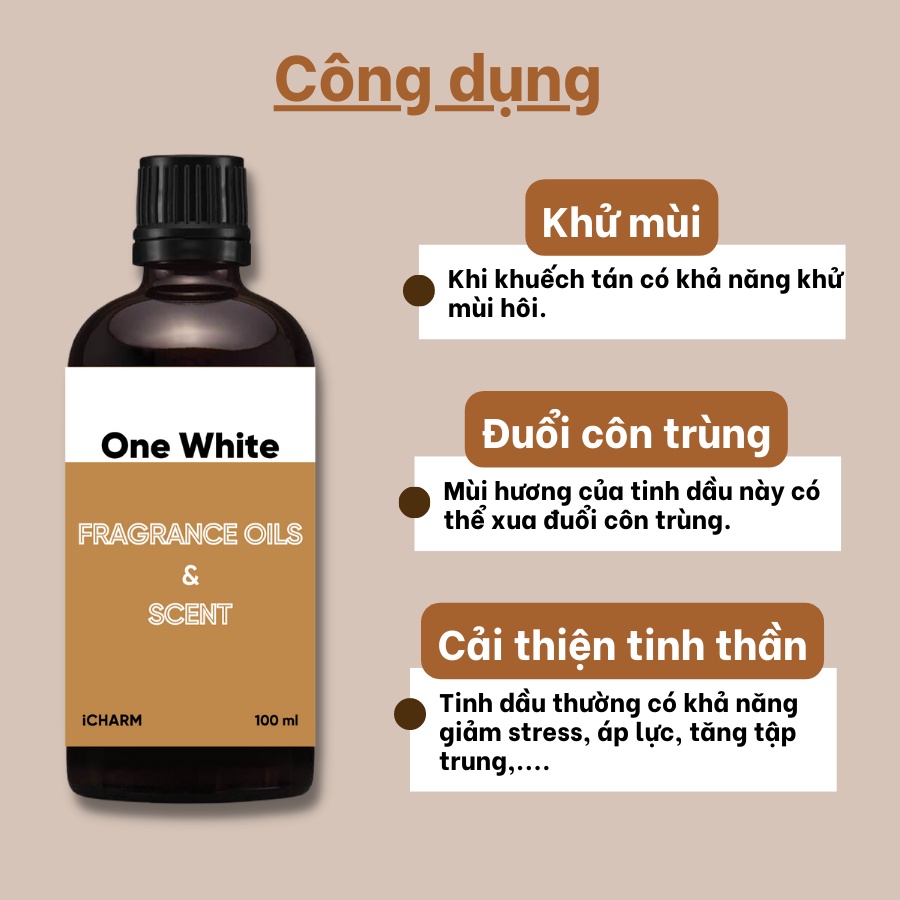 Tinh dầu nước hoa xông phòng One White 50ml 100ml - iCHARM
