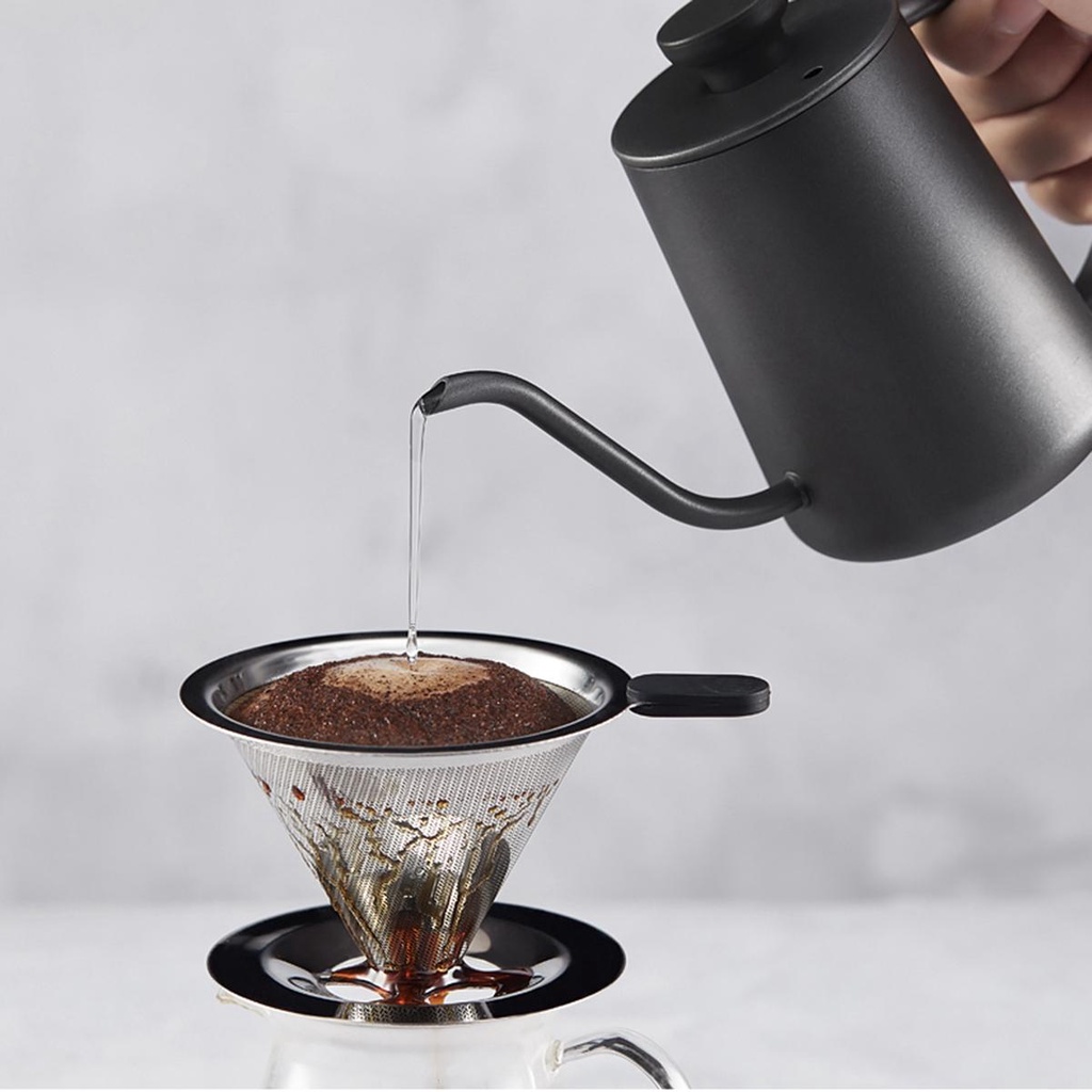 Bộ Lọc Cà Phê Bằng Thép Không Gỉ Thanh Lịch Tái Sử Dụng Được Kèm Giá Đỡ