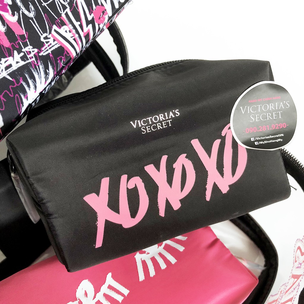 Bộ 4 túi mỹ phẩm hoạ tiết Graffiti cá tính (157) - Hàng nhập Pink, Victoria's Secret USA