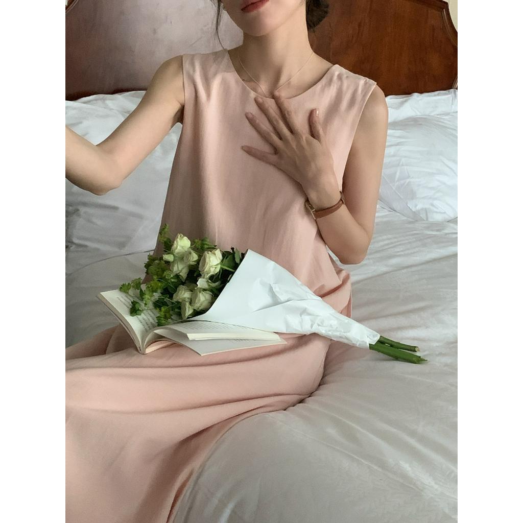 Đầm Sát Nách Dáng Dài Rộng Phối Dây Chéo Lưng Quyến Rũ 64099