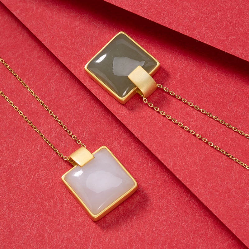 Vòng cổ mạ bạc S925 đính đá ngọc bích trắng