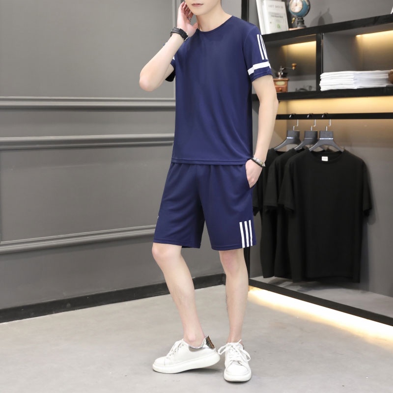 Bộ Đồ Thể Thao Ngắn Tay Vải Lụa Mát Khô Thoáng Nhanh Thời Trang Mùa Hè Cho Nam