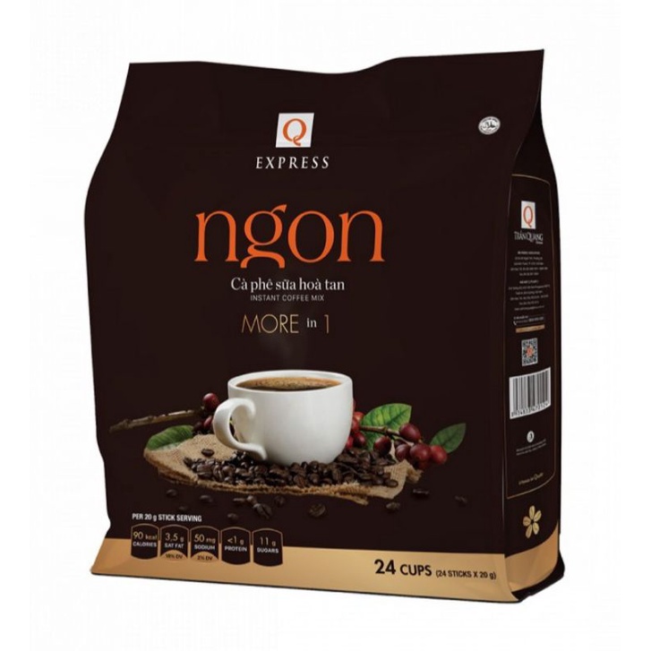Cà Phê Hòa Tan 3 In 1 Trần Quang Ngon Túi 480gr 24 Ống
