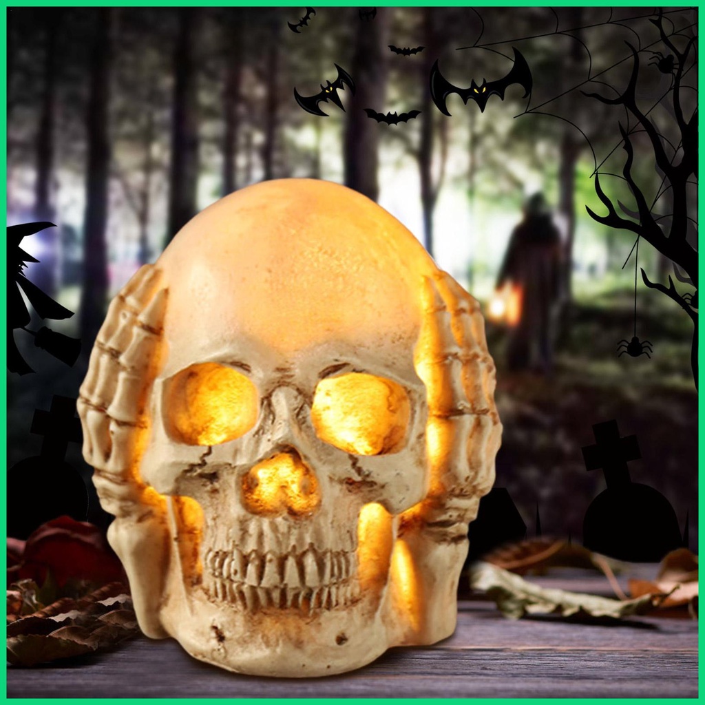 Đèn Ngủ Hình Đầu Lâu Bằng Nhựa Resin Để Bàn Trang Trí Tiệc Halloween