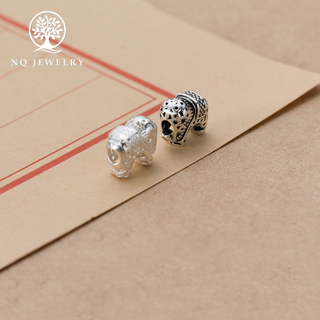 Charm bạc con voi xỏ ngang - NQ Jewelry