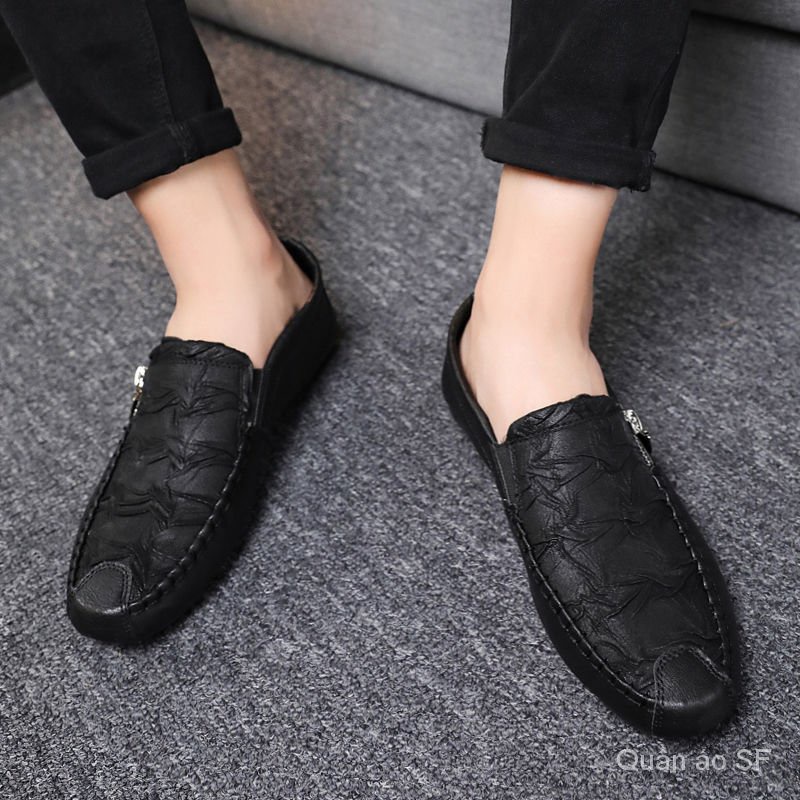 【Quần áo SF】Spring New Men's Shoes Korean Style Tods Social Green Leather Shoes Men's Loafers Breathable Casual Shoes Fashion Shoes