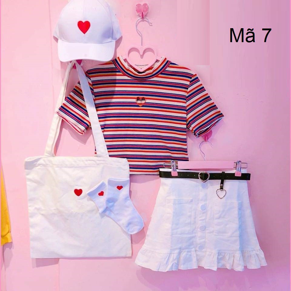 Áo croptop sọc ngang  đường khoét tim gọn gàng, xịn đẹp  áo kiểu ôm cute xinh CRON 36