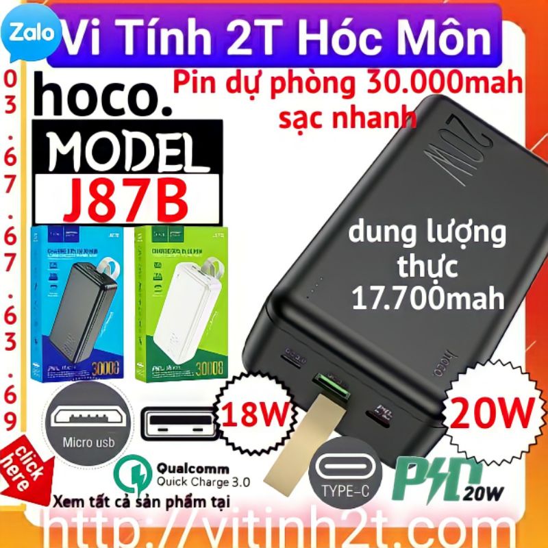 Pin dự phòng 20.000mah sạc nhanh hoco J87A chuẩn pin 11.800mah VT2T5