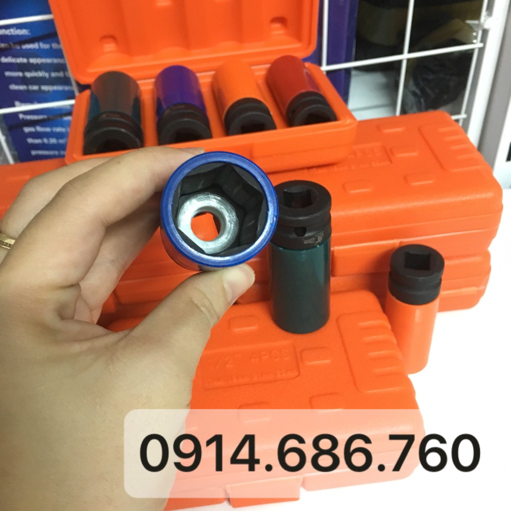 Bộ khẩu tuýp tháo, bắn lốp bọc nhựa CHỐNG XƯỚC cỡ 17mm, 19mm, 21mm và 22mm