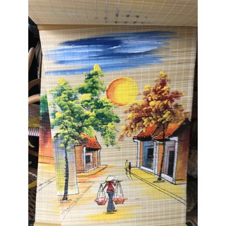 Tranh tre treo tường ,tranh treo tường bằng  tre rộng 30cm x cao 40cm in hình phong cảnh