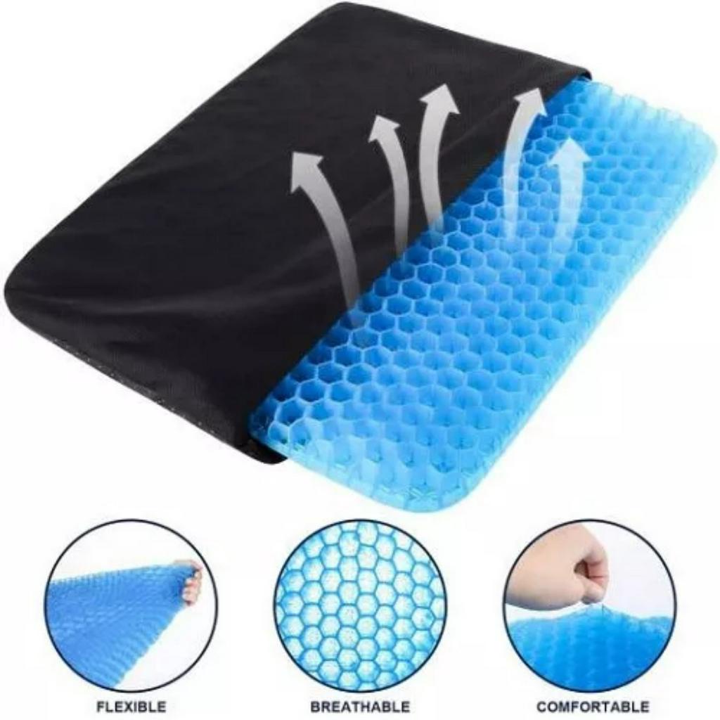 Đệm ngồi 3D thoáng khí 2 lớp gel tổ ong silicon cho người ngồi lâu lót mông chống mỏi, Nệm ngồi ghế văn phòng, ô tô