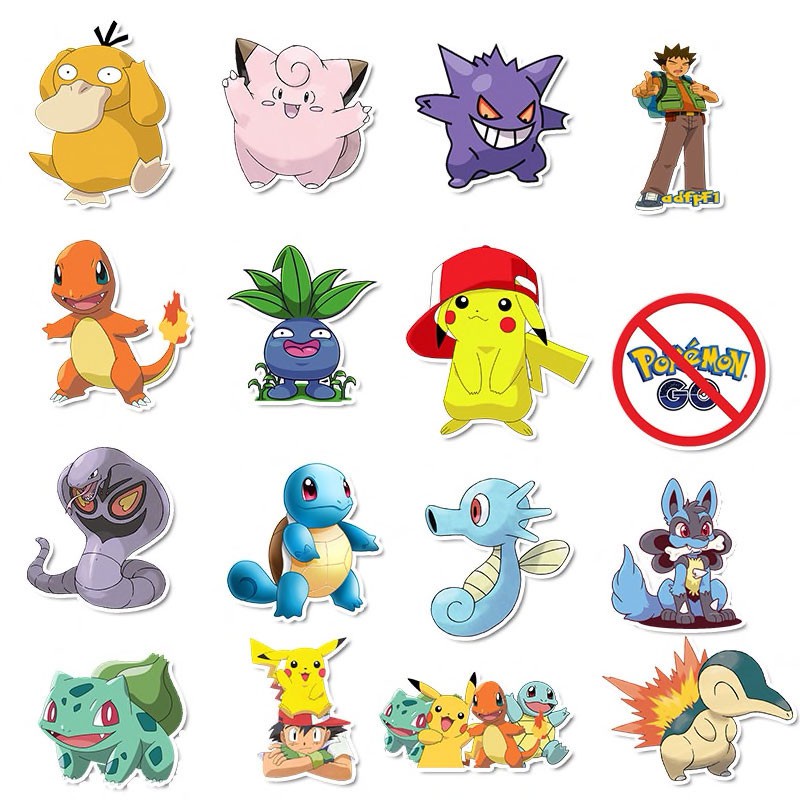 Sticker Pokemon - Miếng dán decal Pokemon chống nước hình dán Pikachu Koduck STK04