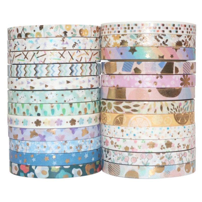 Bộ 24 Cuộn Băng Keo Dán Trang Trí Sổ Tay / Nhật Ký Bằng Lá Vàng