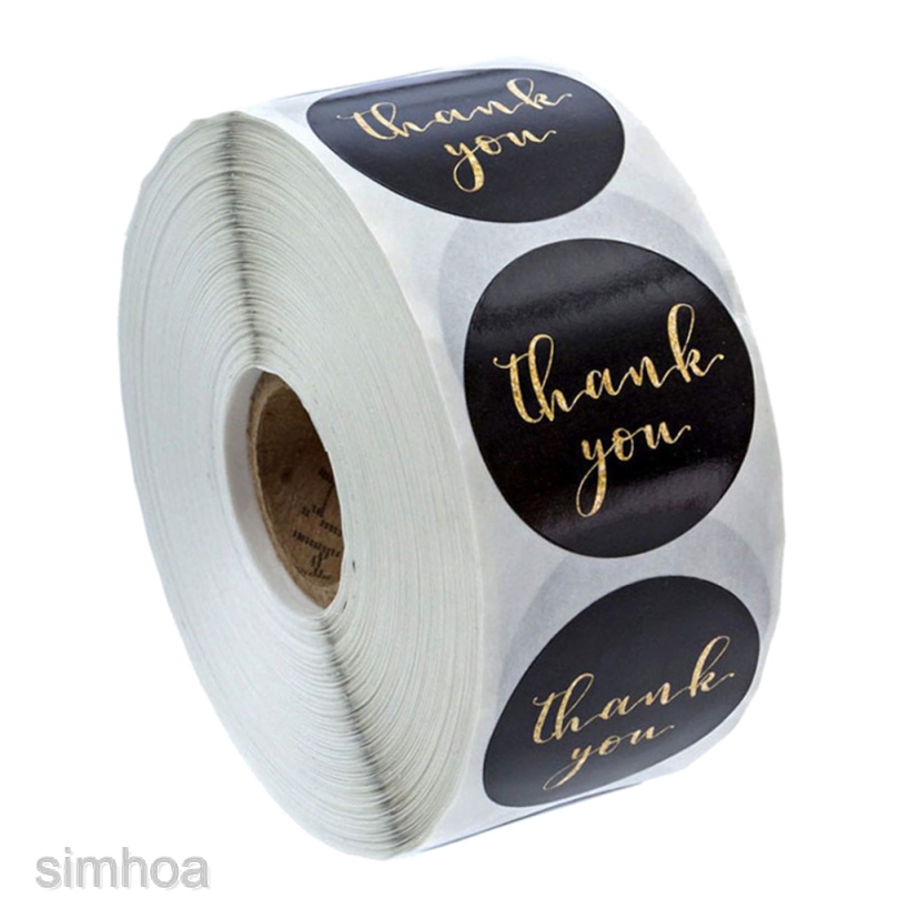 Cuộn 500 Miếng Dán In Chữ Thank You 1cm / 2.5cm Độc Đáo Trang Trí Gói Quà Tiện Dụng