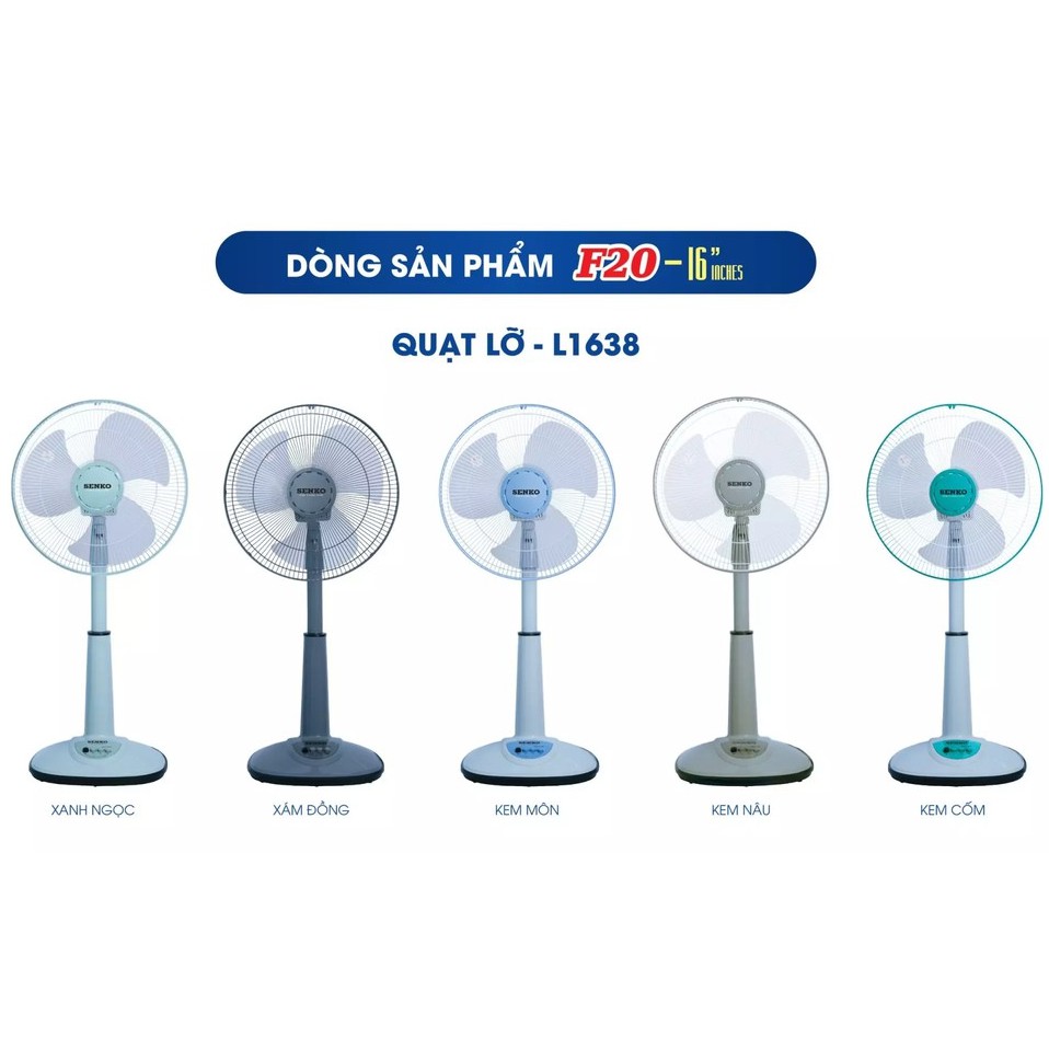 (Chỉ giao hỏa tốc tại Sài Gòn) Quạt lửng thân nhựa B4 Senko L1638 GIAO MÀU NGẪU NHIÊN