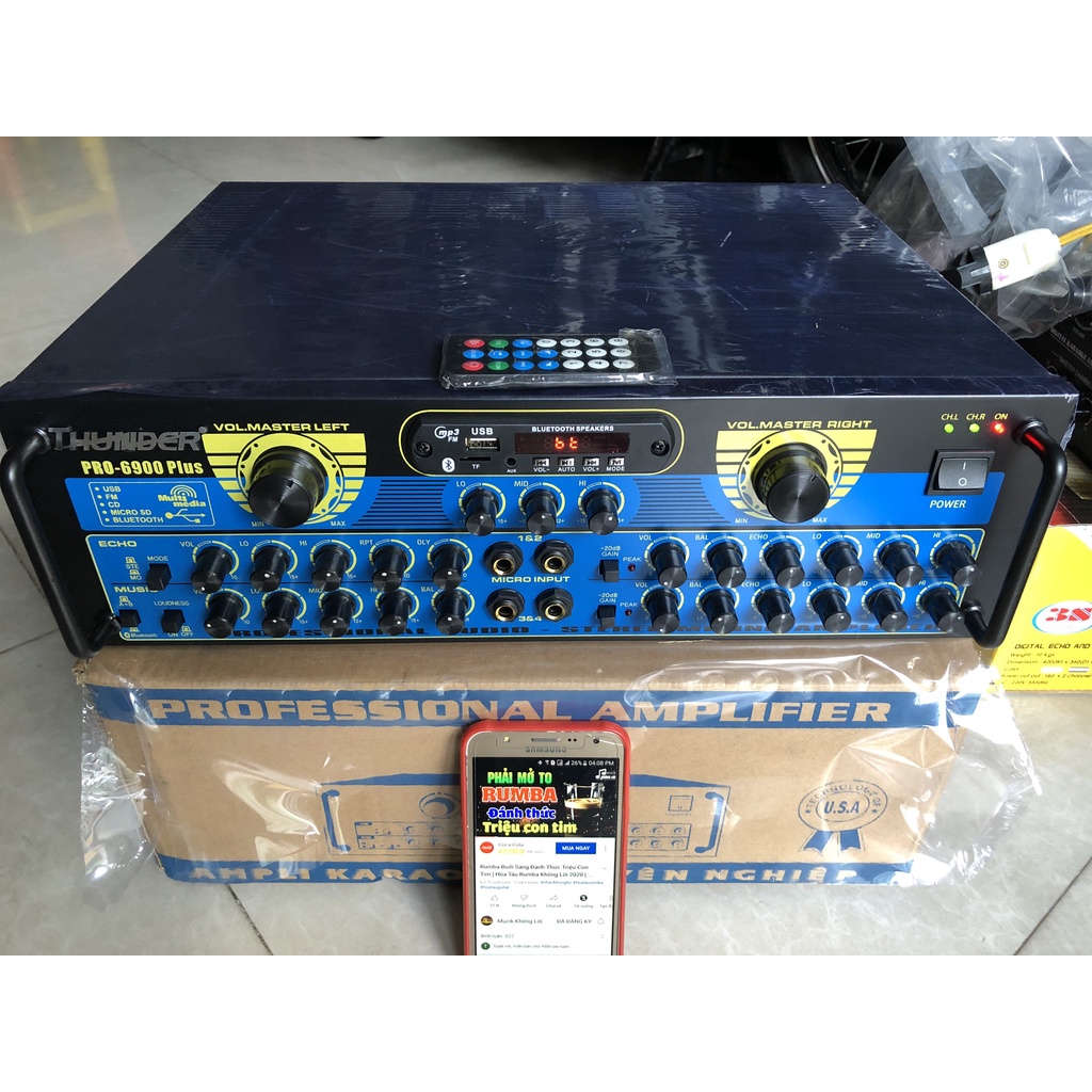 Amply Thunder Pro-6900 Plus chạy 12 sò-Bluetooth Cs 750W