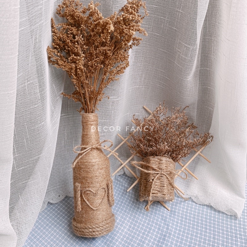 Lọ hoa quấn thừng handmade, Bình hoa trang trí nhà sáng tạo phong cách vintage - Decor Fancy