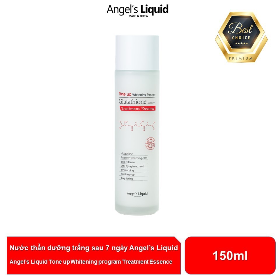 Nước thần dưỡng trắng, cân bằng độ ẩm Angel’s Liquid Tone Up Whitening Program Glutathione Treatment Essence 150ml