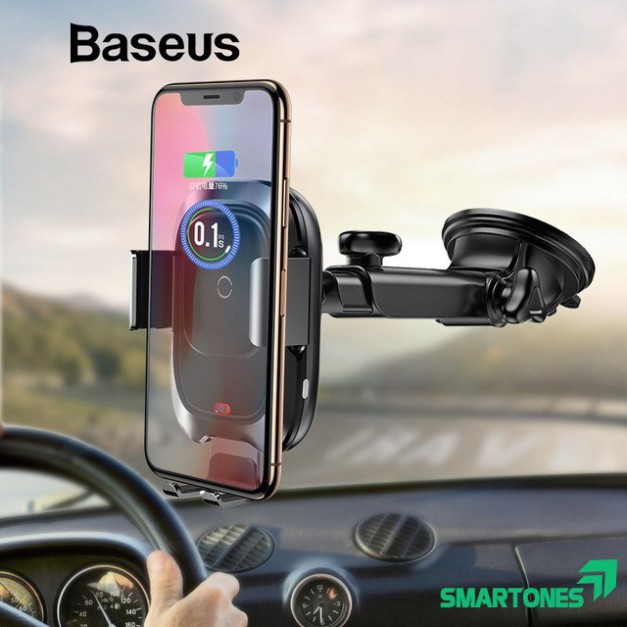 Đế giữ điện thoại trên xe hơi tích hợp sạc không dây chuẩn Qi Baseus 10W Khóa tự động bằng cảm biến cho iPhone 8/8Plus/X