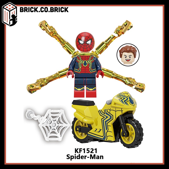Người Nhện Spider Man Kèm Xe Mô tô cực chất Mô Hình Minifigure Siêu Anh Hùng Marvels Nhện Mạ đuôi vàng KF6137