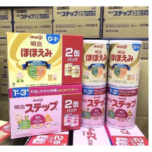 Combo 2 Hộp Sữa Meiji 800g lon Meiji số 0 và số 1 hàng Nhật nội địa sữa Meiji Maneki