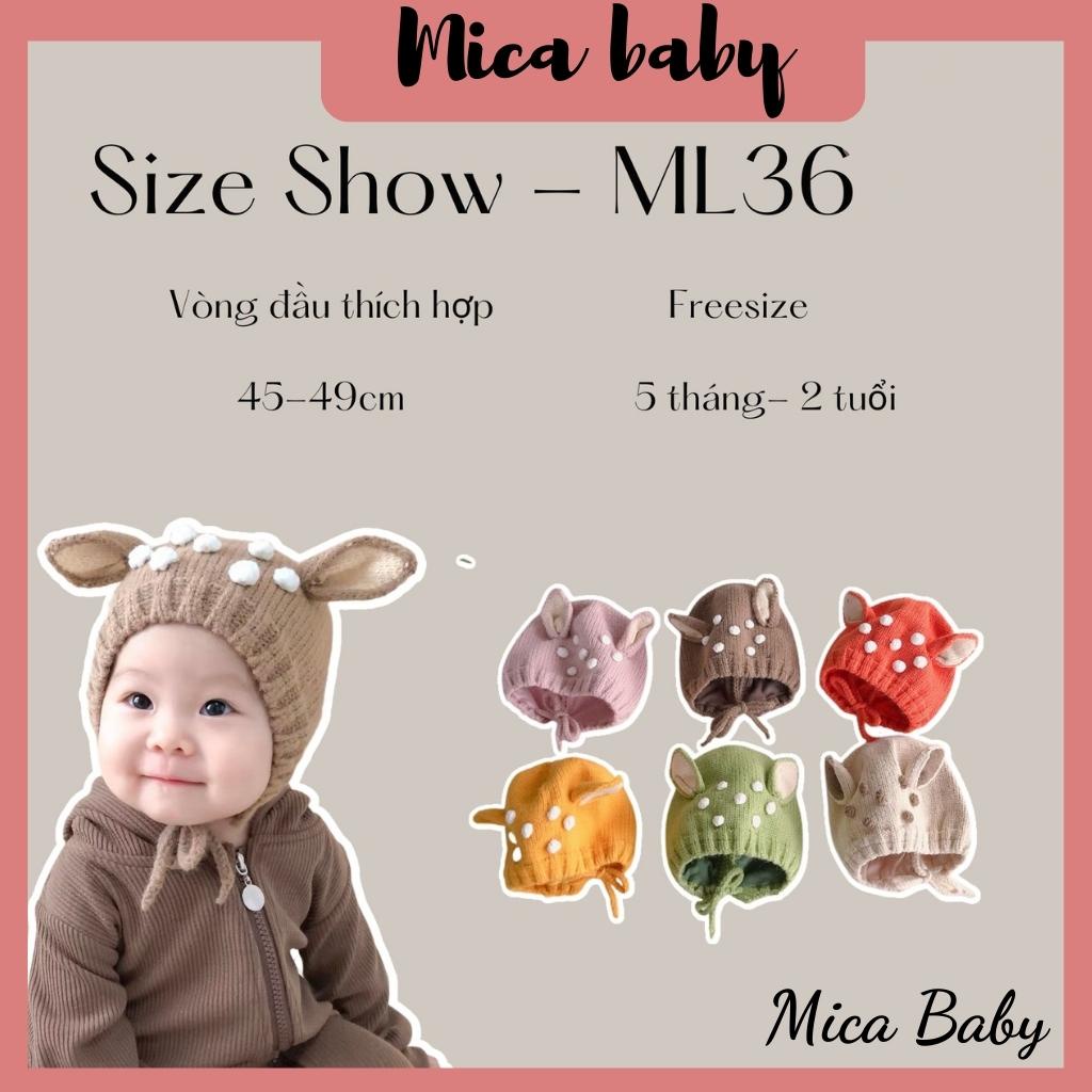 Mũ nón len dáng tai hươu nai đáng yêu cho bé từ 5m-2y Mica baby ML36