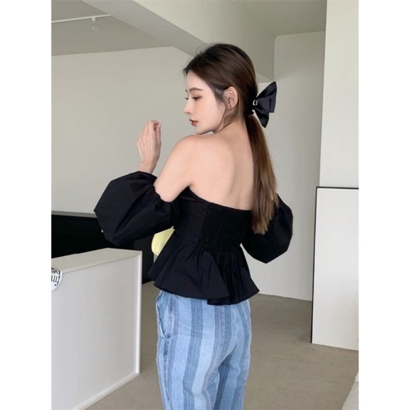 Áo bẹt vai nhúng kiểu tay phồng PC